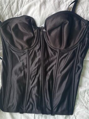 delicates Black Satin Longline Bustier